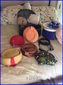 Vintage, Lot, Womens Hats! A Royal Event In A Train Case! Fascinators/Pillboxes