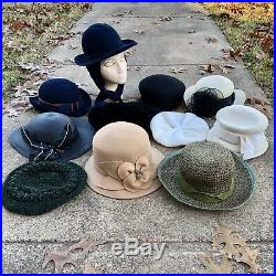 Vintage Lot of 11 Women's Hats 1940's 1950's 1960's Wool Straw Betmar Italy