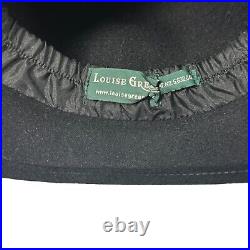 Vintage Louise Green Floral Ribbon Cloche Felt Hat Black Retro Derby