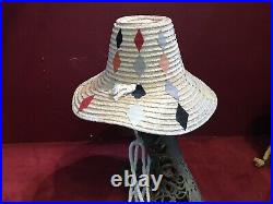 Vintage Made In Italy Straw Raffia Harlequin Beach Hat 40s 50s