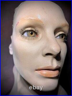 Vintage Mannequin Female Torso Distressed Bust Oddity Art Creepy Glass Eyes