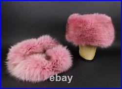 Vintage Mariella Burani Pink Fox Fur Hat & Matching Muff Set Made in Italy