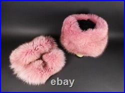 Vintage Mariella Burani Pink Fox Fur Hat & Matching Muff Set Made in Italy