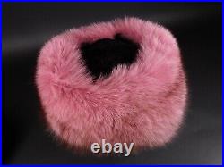 Vintage Mariella Burani Pink Fox Fur Hat & Matching Muff Set Made in Italy