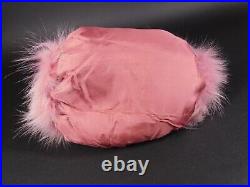 Vintage Mariella Burani Pink Fox Fur Hat & Matching Muff Set Made in Italy