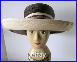 Vintage Marzi Large Brim Hat Neiman Marcus Classic Straw Made in Italy NWT