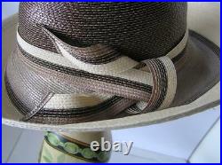 Vintage Marzi Large Brim Hat Neiman Marcus Classic Straw Made in Italy NWT