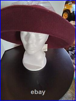Vintage Michael Howard Mis Biener Wedding/Formal Ladies Hat Plum Color Has Tags
