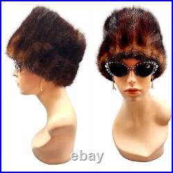 Vintage Mink Fur Cloche Hat Dark Coco Brown Old Hollywood Snow Bunny HAT ONLY