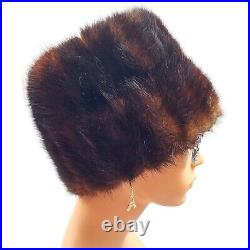 Vintage Mink Fur Cloche Hat Dark Coco Brown Old Hollywood Snow Bunny HAT ONLY