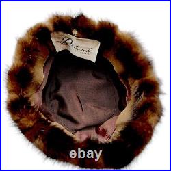 Vintage Mink Fur Cloche Hat Dark Coco Brown Old Hollywood Snow Bunny HAT ONLY