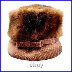 Vintage Mink Fur Cloche Hat Med Coco Brown MOD GoGo Roadster Snow Bunny Luxe