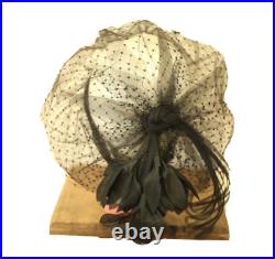 Vintage Miss Dior Christian Dior Women's Black Mesh Hat Fascinator Derby