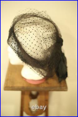 Vintage Miss Dior Christian Dior Women's Black Mesh Hat Fascinator Derby