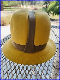 Vintage Miss Dior by Christian Dior Women's Hat Yellow & Brown