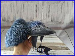 Vintage Myer Siegel co la. Hat feather womens blue 1950s