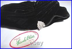 Vintage NEW Black Velvet FRANK OLIVE Hat/TURBAN Private Collection DRESS CLIP