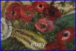Vintage Oil Painting by Post-Impressionist Ouida George Women w Flowers 11x14