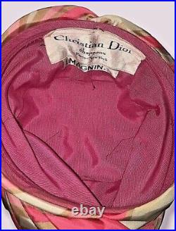 Vintage Original Christian Dior I Magnin & Co. Hat Pink Turban Style Hat Multi 22