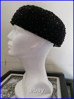 Vintage Original Hat By Wm. Silverman, New York Velvet 30's-40's Beaded