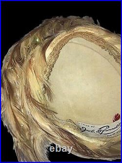 Vintage Original Jack McConnell Feather Hat Crystals Red Feather Tag 22 IC