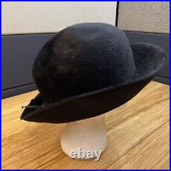 Vintage Original Vis A Vis Dajow New York Women's Black Fur Bowler Hat KG