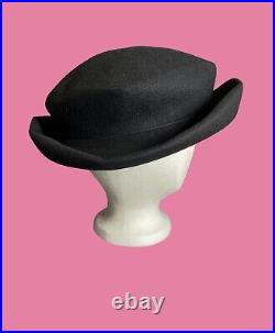 Vintage Patricia Underwood New York Black Felted Hat One Size Fits Most