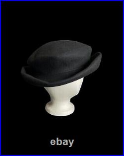 Vintage Patricia Underwood New York Black Felted Hat One Size Fits Most