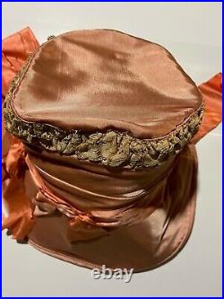 Vintage Peach Victorian Ladies Hat Bonnet