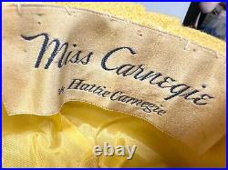 Vintage Pillbox Hat Hattie Carnegie Yellow Union Tag Womens Small/Medium