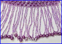 Vintage Purple & Lavender Seed Beads Fringed Skull Cap Cloche Hat Flapper Era