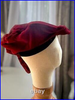Vintage Rare Elvis Pompilio Master Hat Designer From Brussels Wired Velvet Beret