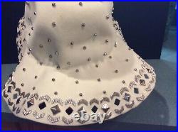Vintage Rare Yves Saint Laurent Creme Floppy/Boho Hat with cutouts and metal embel