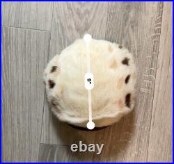 Vintage Rare2Find 100% Real Fur Cream/Brown Round Hat Beret Leather Visor 1-Size