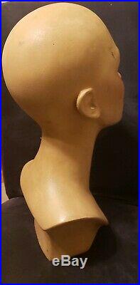 Vintage Realistic Woman Mannequin Bust Head Wig Hat Jewelry Store Stand Display