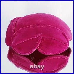Vintage Rose Pink Velvet Juliette Capulet Hat 50s Fascinator Pasadena Chapeau