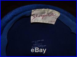 Vintage Royal Blue beaded Schiaparelli 1920's style Cloche hat in excellent