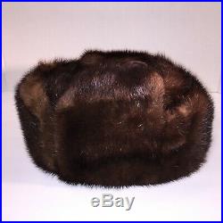 Vintage Russian Genuine Mink Fur Men/Women Winter Hat Ushanka from Cold Siberia