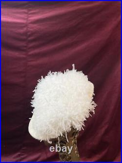 Vintage Saucer Hat Off White Wool White Ostrich New Look tilt 50s 40s new look