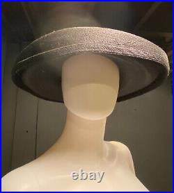 Vintage Schiaparelli Black Straw Hat, Haute Couture Paris Made in Italy