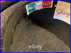 Vintage Schiaparelli Black Straw Hat, Haute Couture Paris Made in Italy