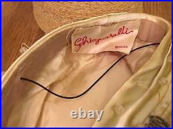 Vintage Schiaparelli Paris Cream? Silk Beaded Pillbox? Hat
