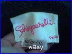 Vintage Schiaparelli Paris Hat with Box G. Fox & Co. CT Orig Receipt! Black