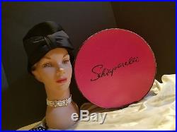 Vintage Schiaparelli Pink Hat Box With Schiaparelli Black Hat