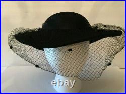 Vintage Sonni San Francisco Lancaster Womens Fascinator Black Veiled Wool Hat