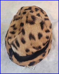Vintage Spotted Fur Hat Authentic Martha Weathered Leopard Excellent Condition