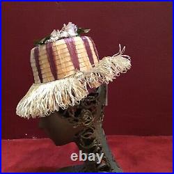Vintage Straw Hat Italian Raffia Tarantula beach 6 7/8 Italy 50s 60s Novelty
