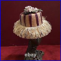 Vintage Straw Hat Italian Raffia Tarantula beach 6 7/8 Italy 50s 60s Novelty
