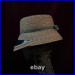Vintage Straw Hat italy mod cap visor raffia mid century 50s 60s