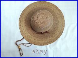 Vintage Straw Jula Wide Brim Hat Custom Made in Mexico for Shop in Texas
